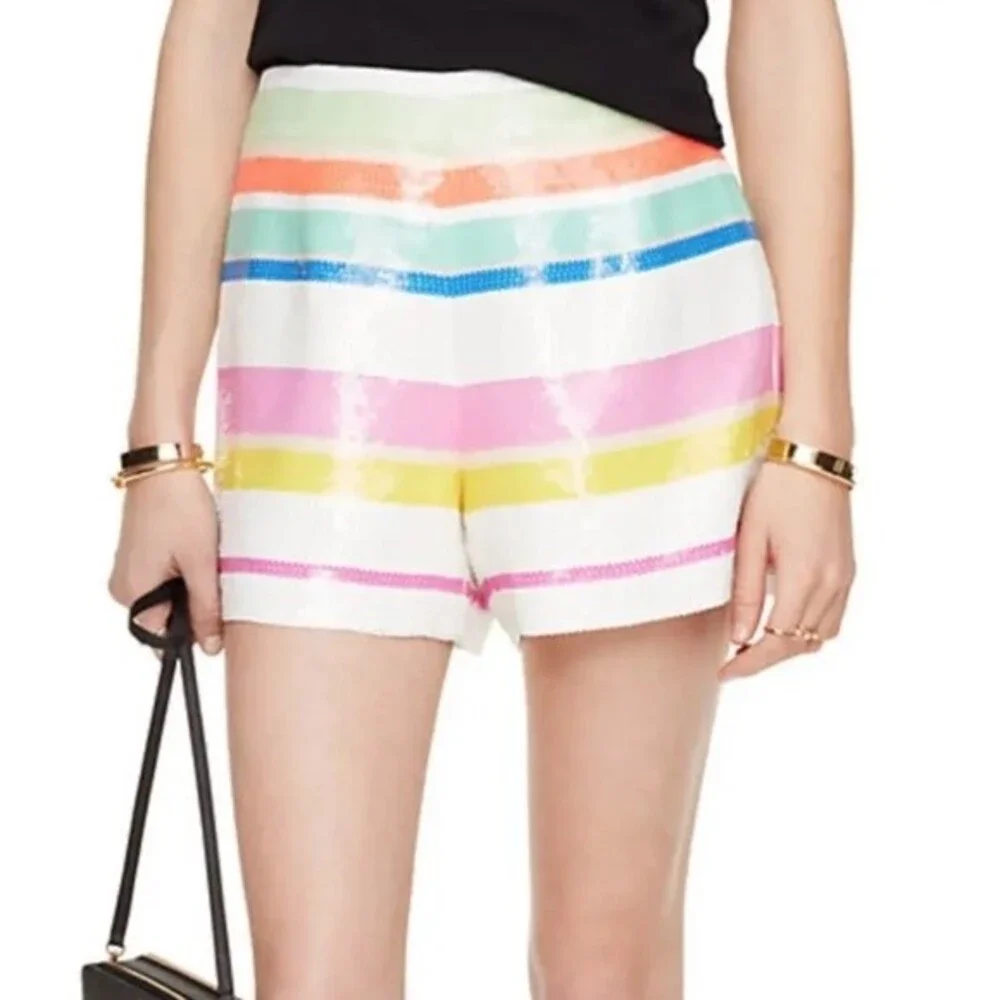 Kate Spade Cape Stripe Sequin Shorts, Multicolor, Size 0 NWOT